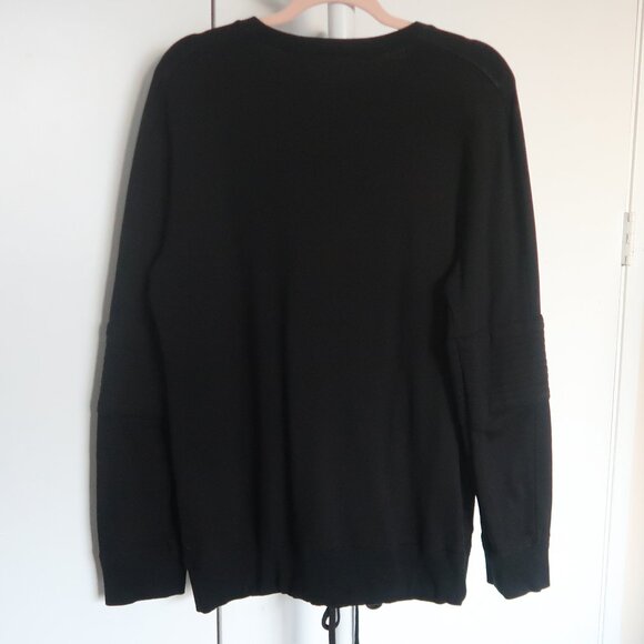 Helmut Lang Black Cotton Moto Sleeve Sweatshirt with Drawstring Hem Size L - Picture 5 of 9